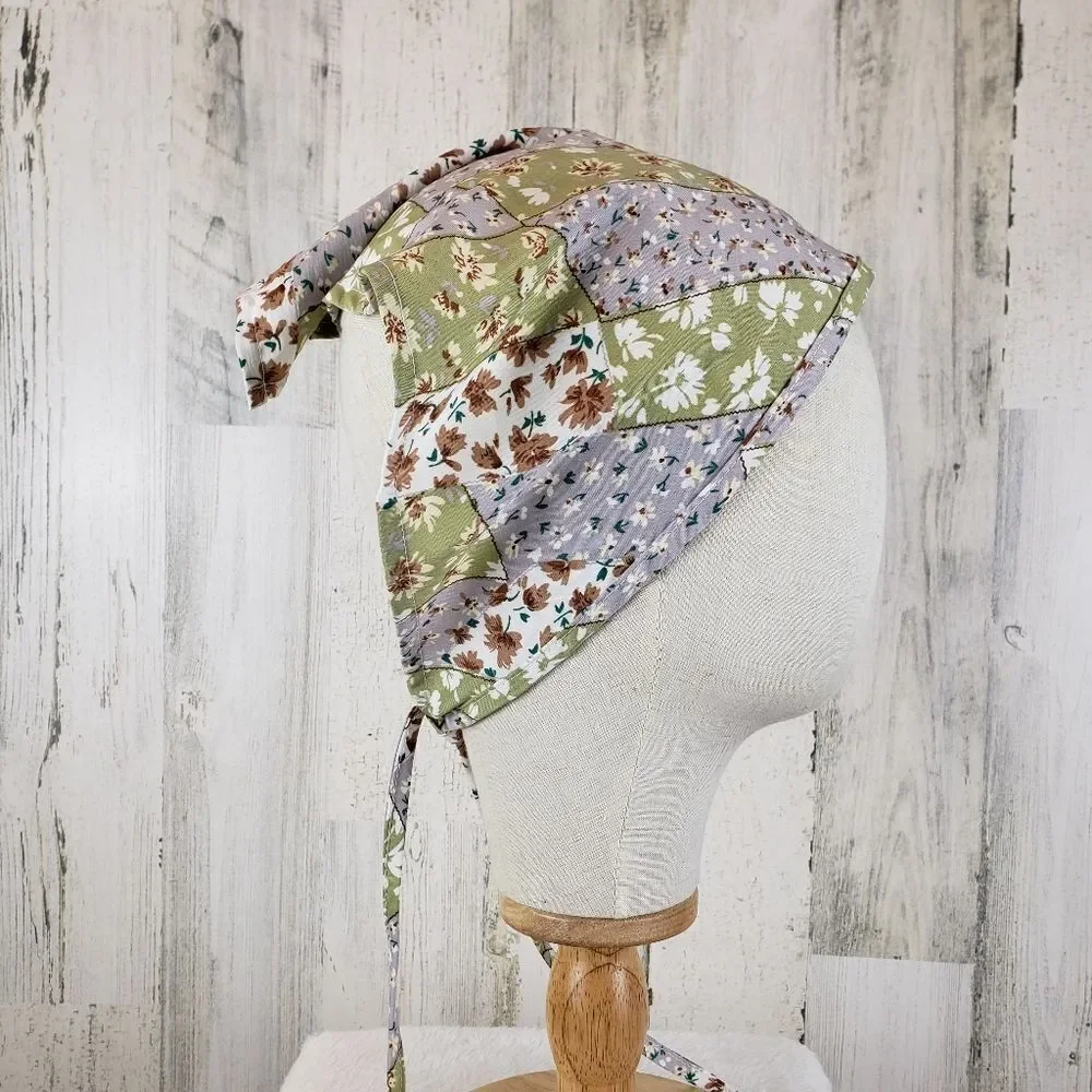 Quilted Pattern Cottagecore Granny Hair Scarf